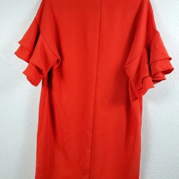 Zara Flowy Red Short Sleeve Dress Size Large Summer Party - Picture 4 of 8